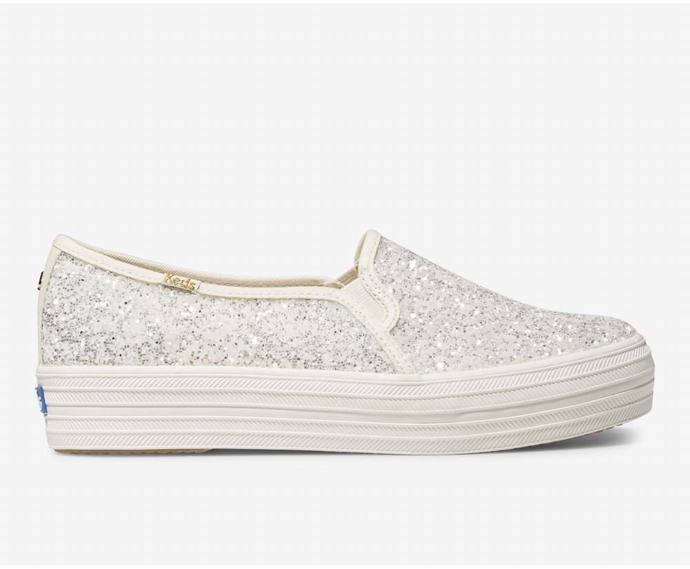 Women's Keds x kate spade new york Triple Decker Glitter Wedding Shoes Cream 6901534UR - South Afric